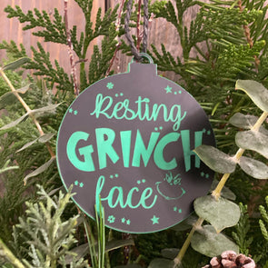 Resting Grinch Face Ornament