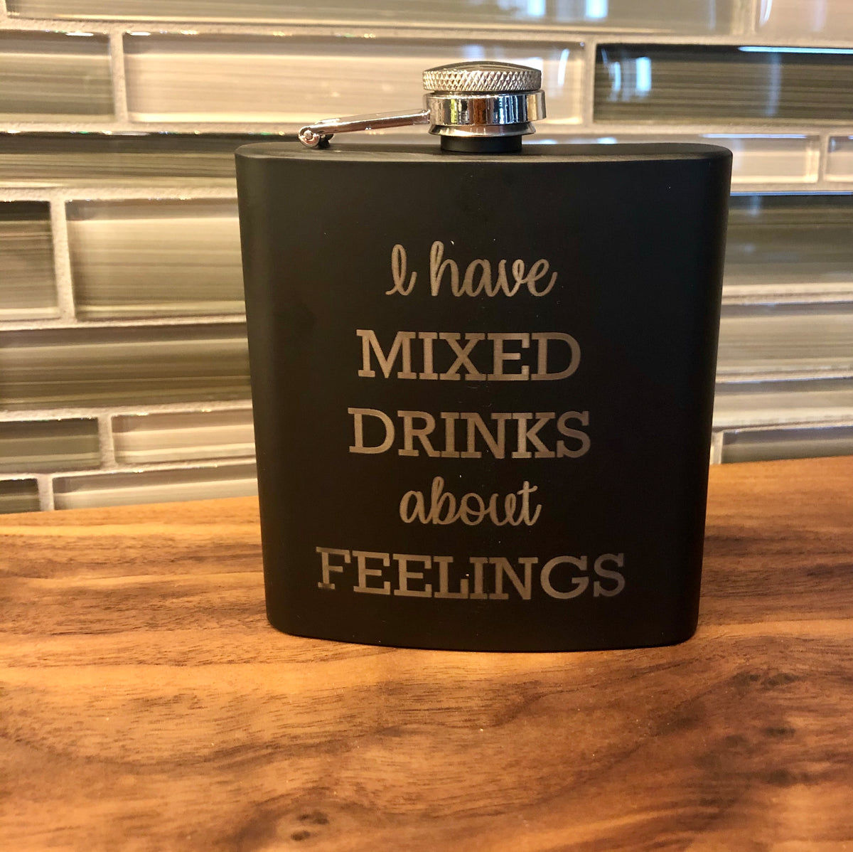 Personalized 6 oz Black Flask