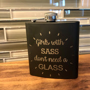 Personalized 6 oz Black Flask
