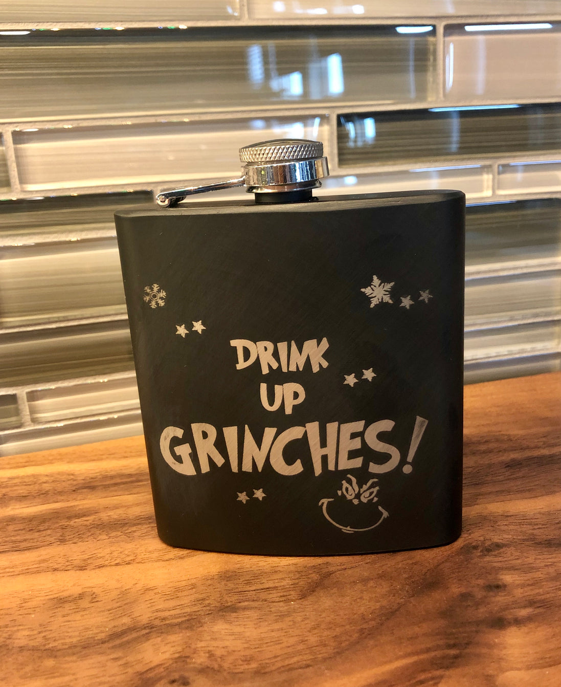 Personalized 6 oz Black Flask