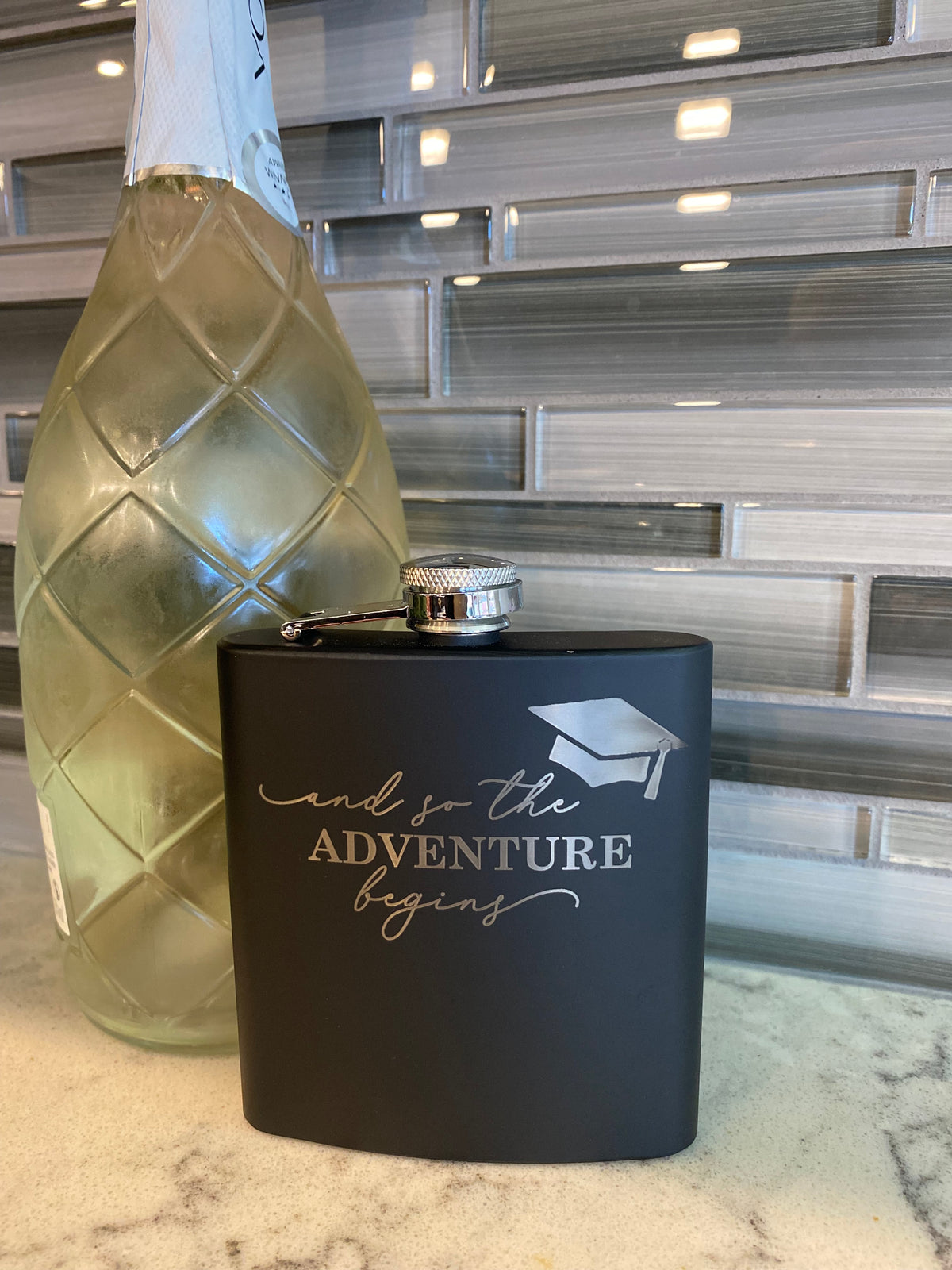Personalized 6 oz Black Flask