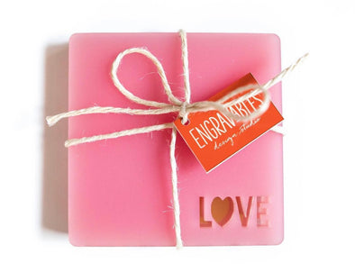 Love - Frosted Pink Coaster Set
