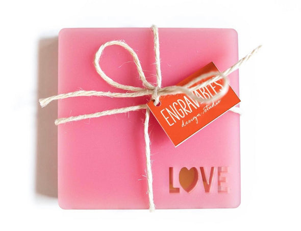 Love - Frosted Pink Coaster Set